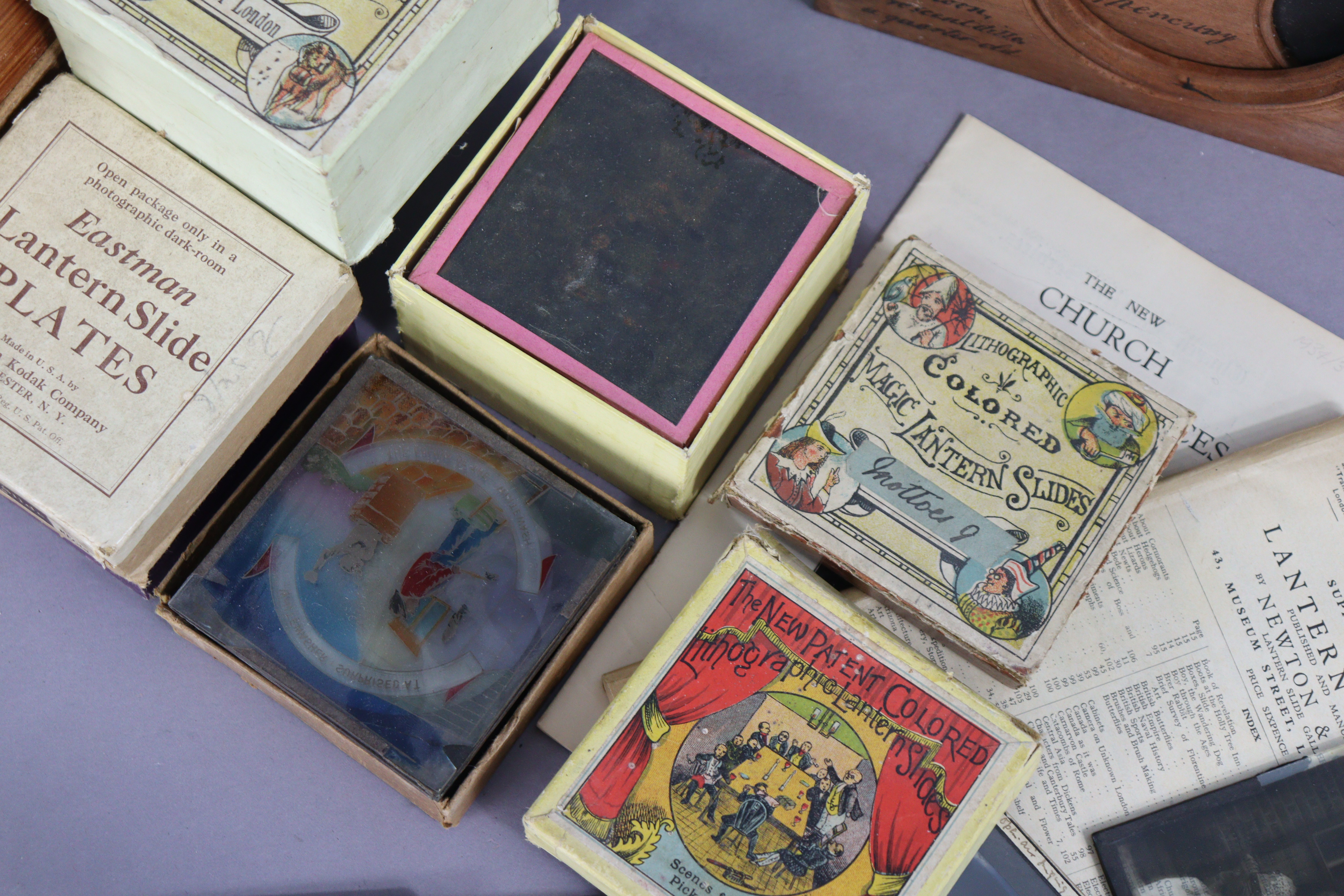 Various vintage assorted magic lantern sides, and associated items. - Image 3 of 5