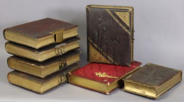 Seven Victorian Morocco leather covered photograph albums.