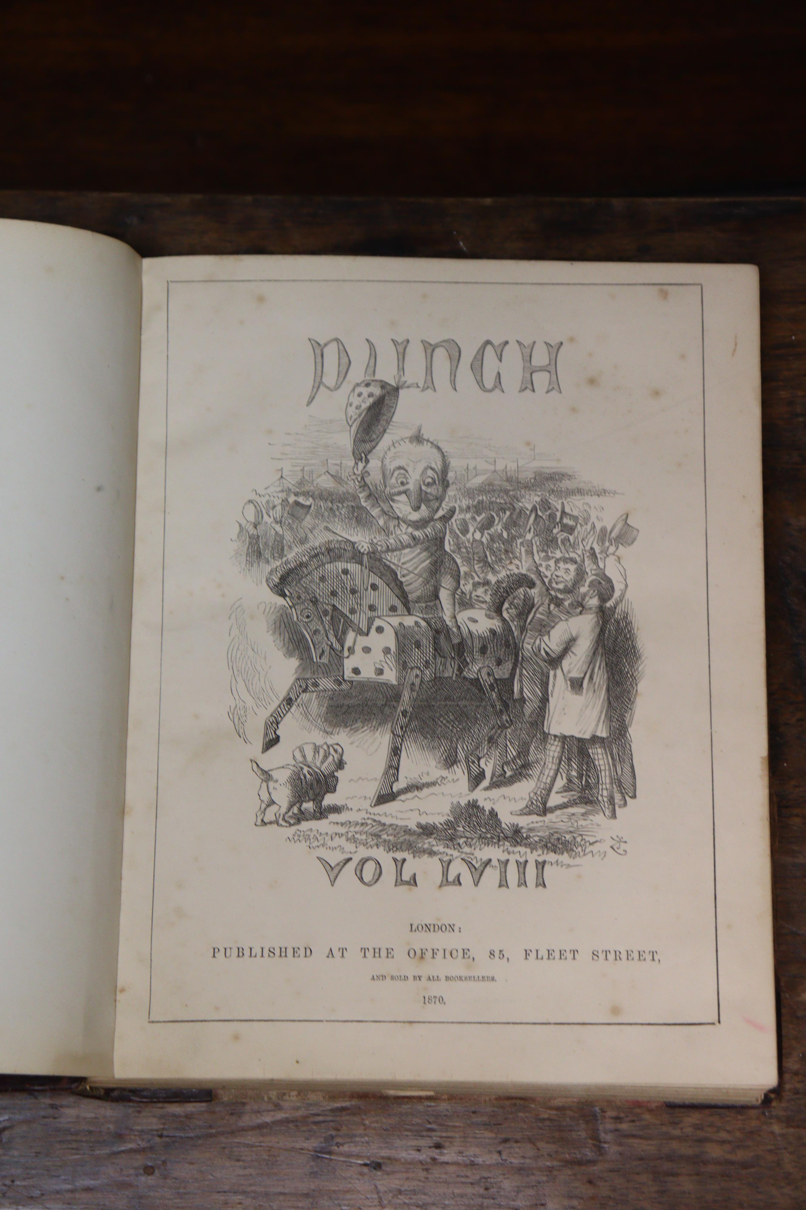 PUNCH MAGAZINE, 10 vols, 1870-1879, published at The Office, 85, Fleet Street, red cloth hardback - Image 3 of 3