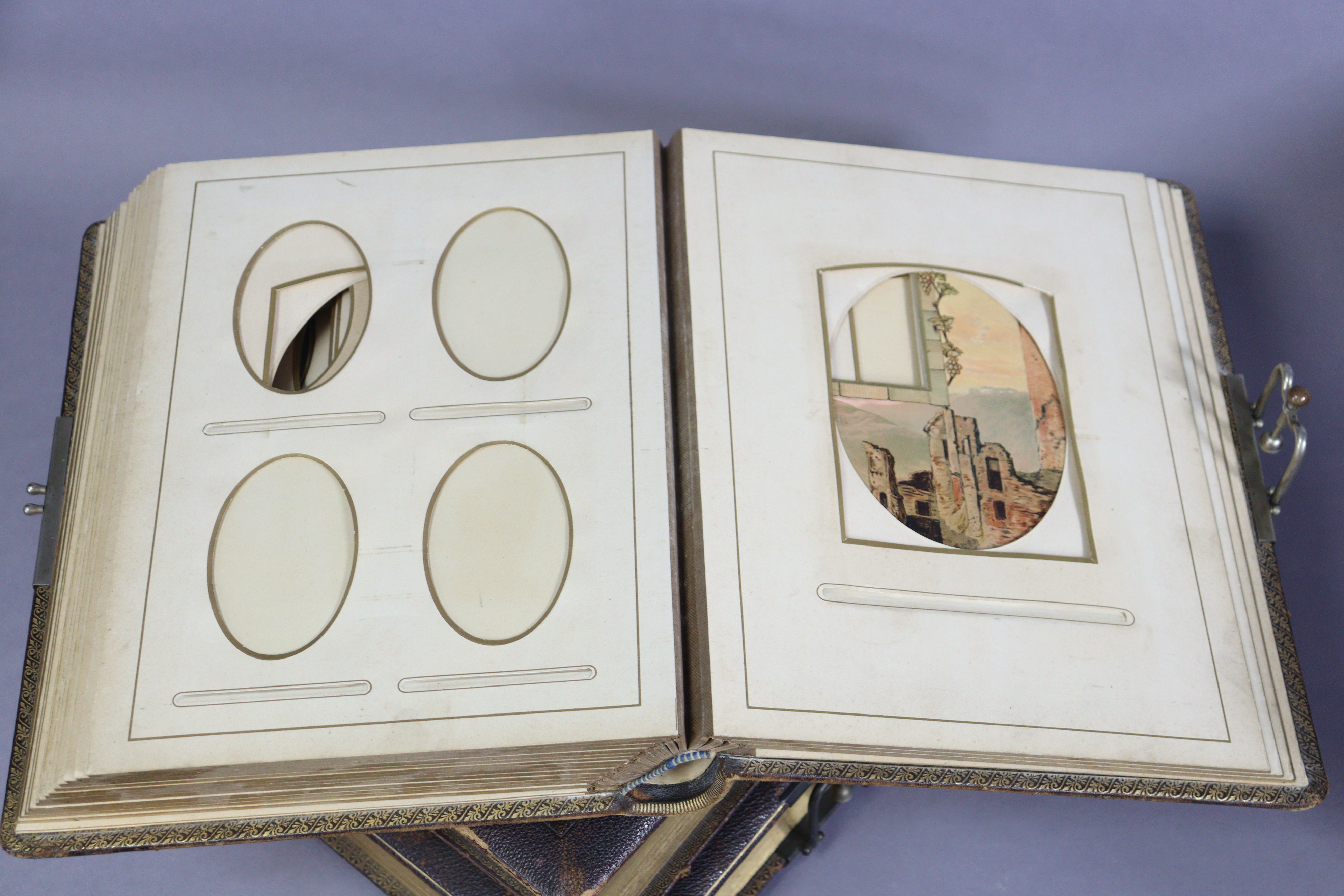 Seven Victorian Morocco leather covered photograph albums. - Image 5 of 8