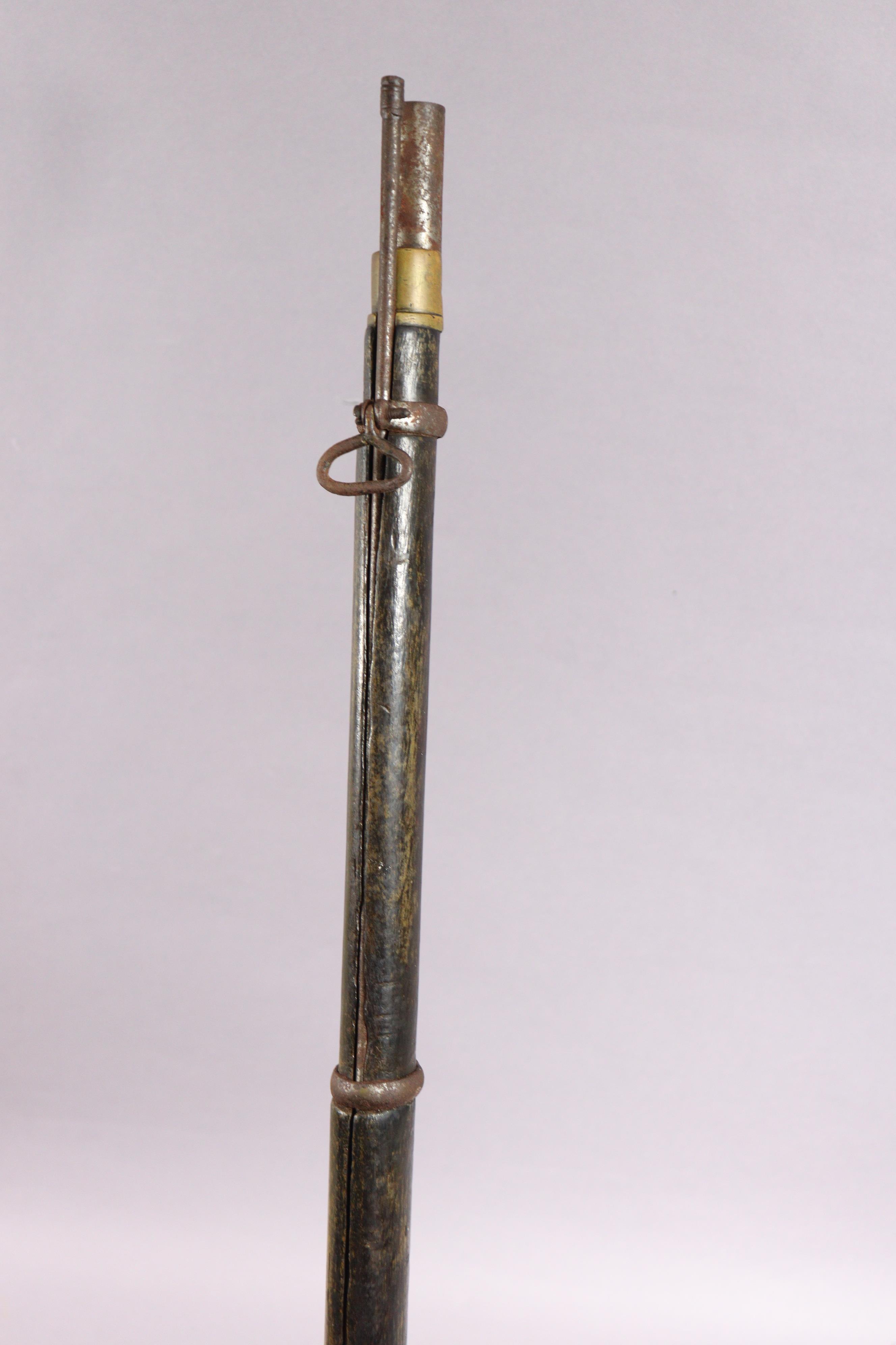 A mid-19th century three-band Indian Enfield musket, the 88cm plain steel barrel inscribed “V.R.T.G” - Image 6 of 9