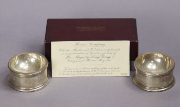 A pair of early 17th century-style silver salt cellars to commemorate George V silver Jubilee in