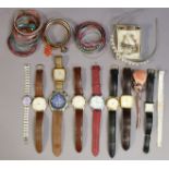 Thirteen various ladies & gent’s wristwatches; & various items of costume jewellery.