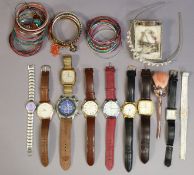 Thirteen various ladies & gent’s wristwatches; & various items of costume jewellery.