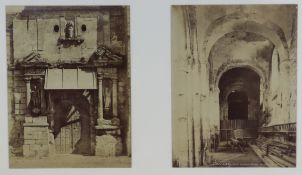Two framed pairs of late 19th century French architectural photographs, each image 36xm x 27cm; 61.
