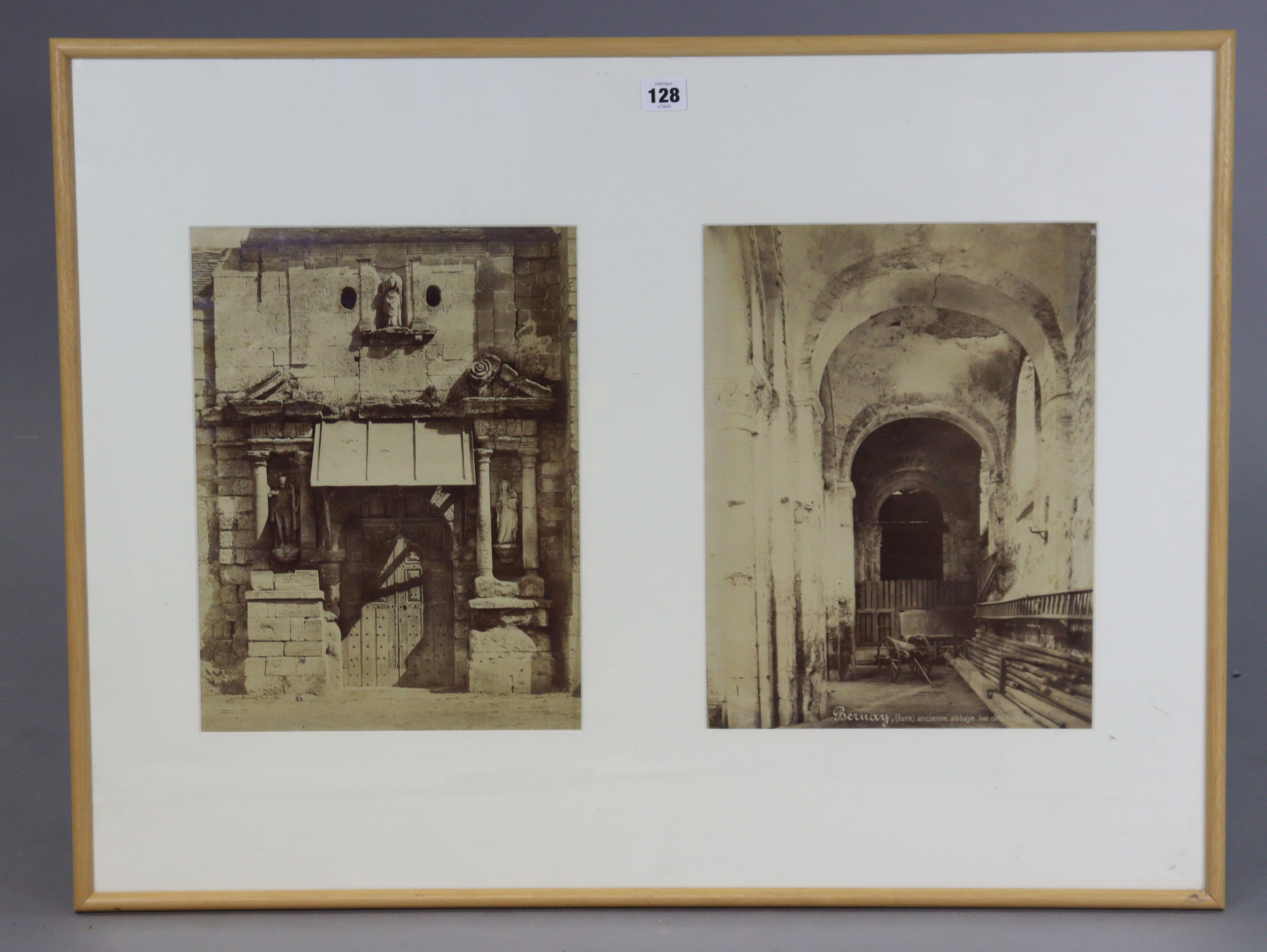 Two framed pairs of late 19th century French architectural photographs, each image 36xm x 27cm; 61. - Image 2 of 3