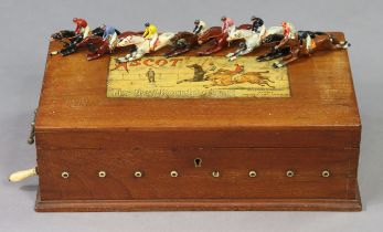 An antique “Ascot” The New Racing Game by Jaques & Son of London, in a fitted mahogany case, 34cm
