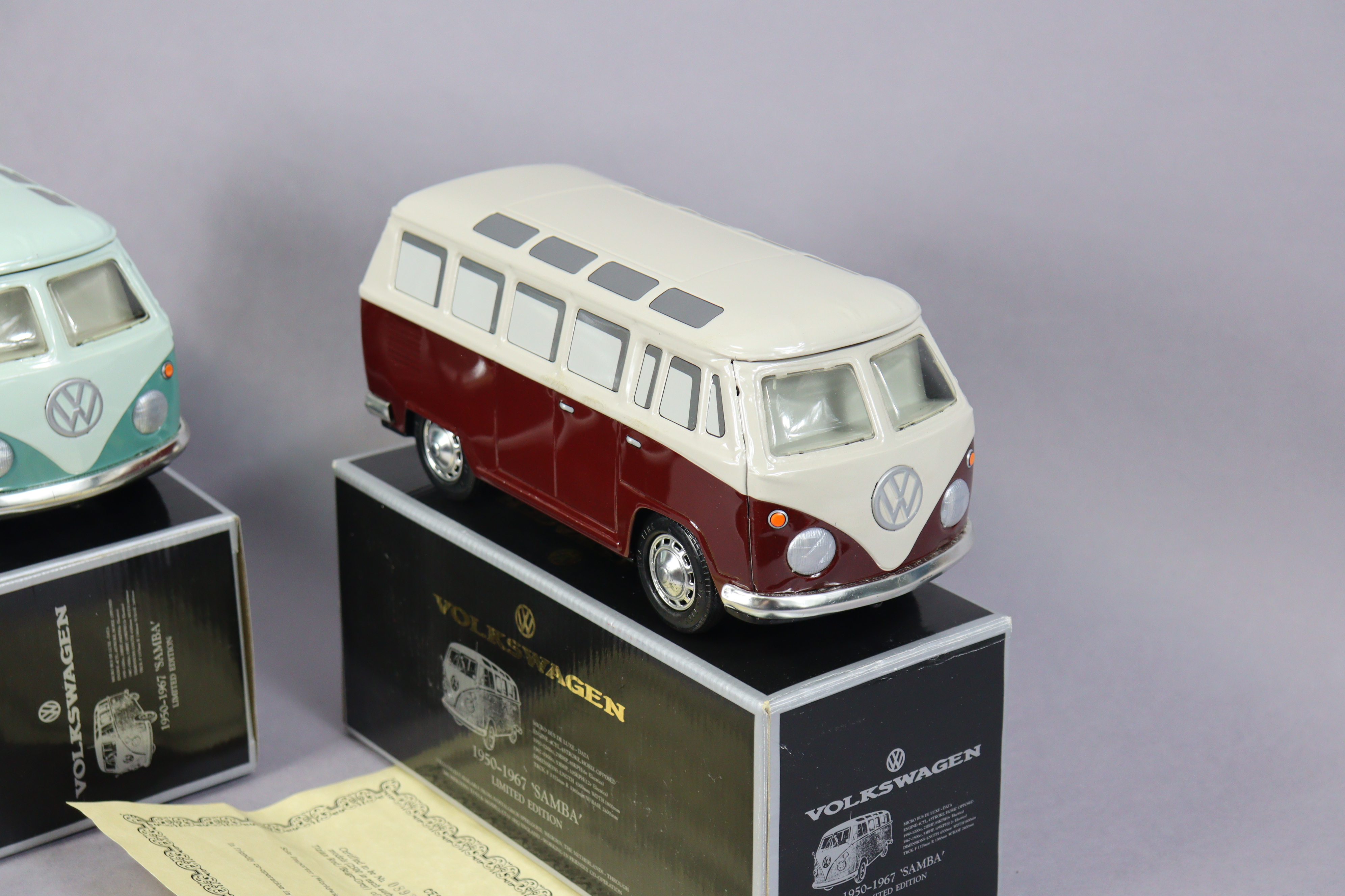 Two Ichiko Limited Edition scale model Volkswagen 1950-1967 “Samba” camper vans; both boxed. - Image 2 of 4