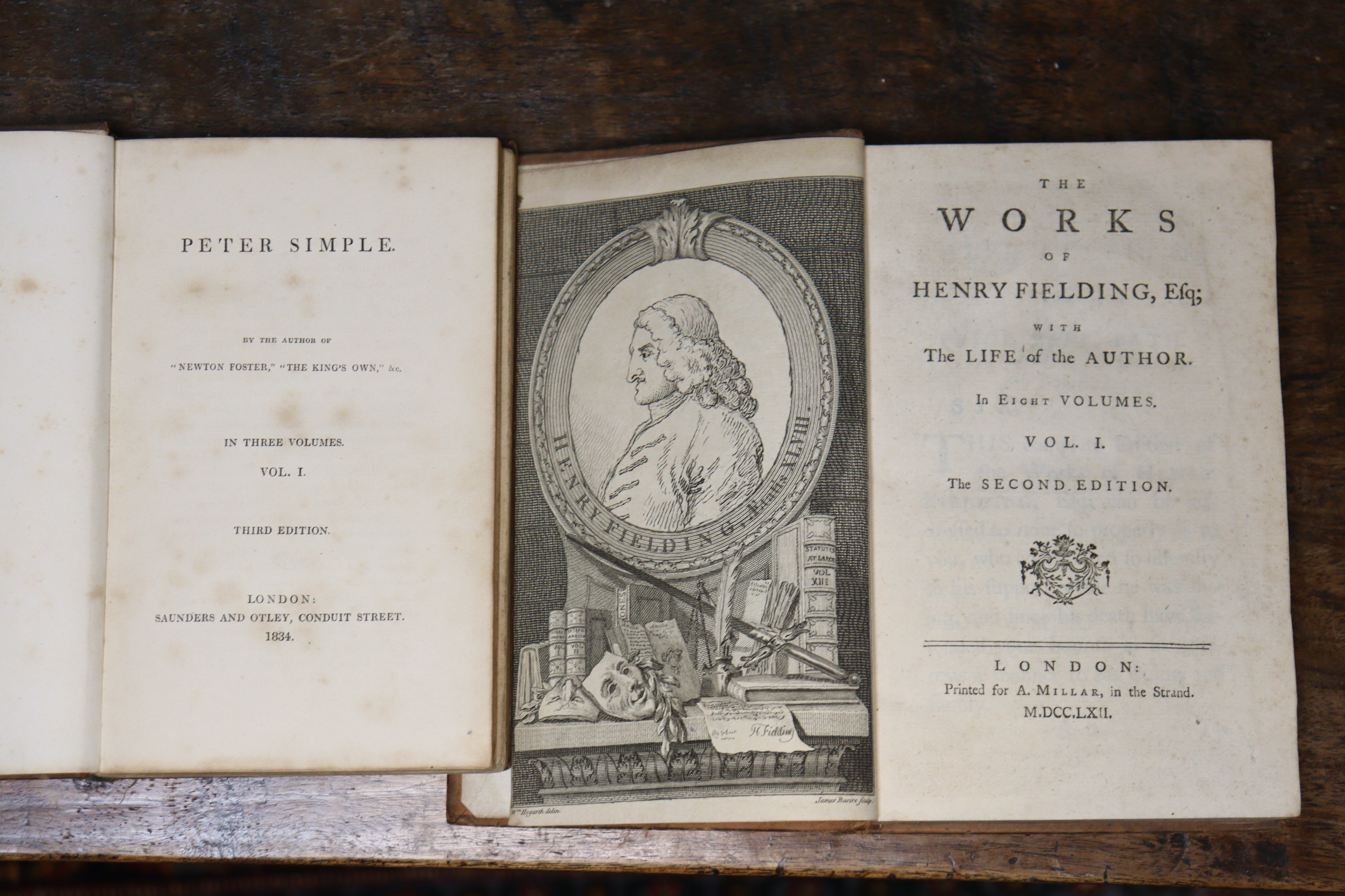 The Works of Henry Fielding, Esq., vols I, II, III & V (of 8), Published 1757, London by A Millar, - Image 3 of 4