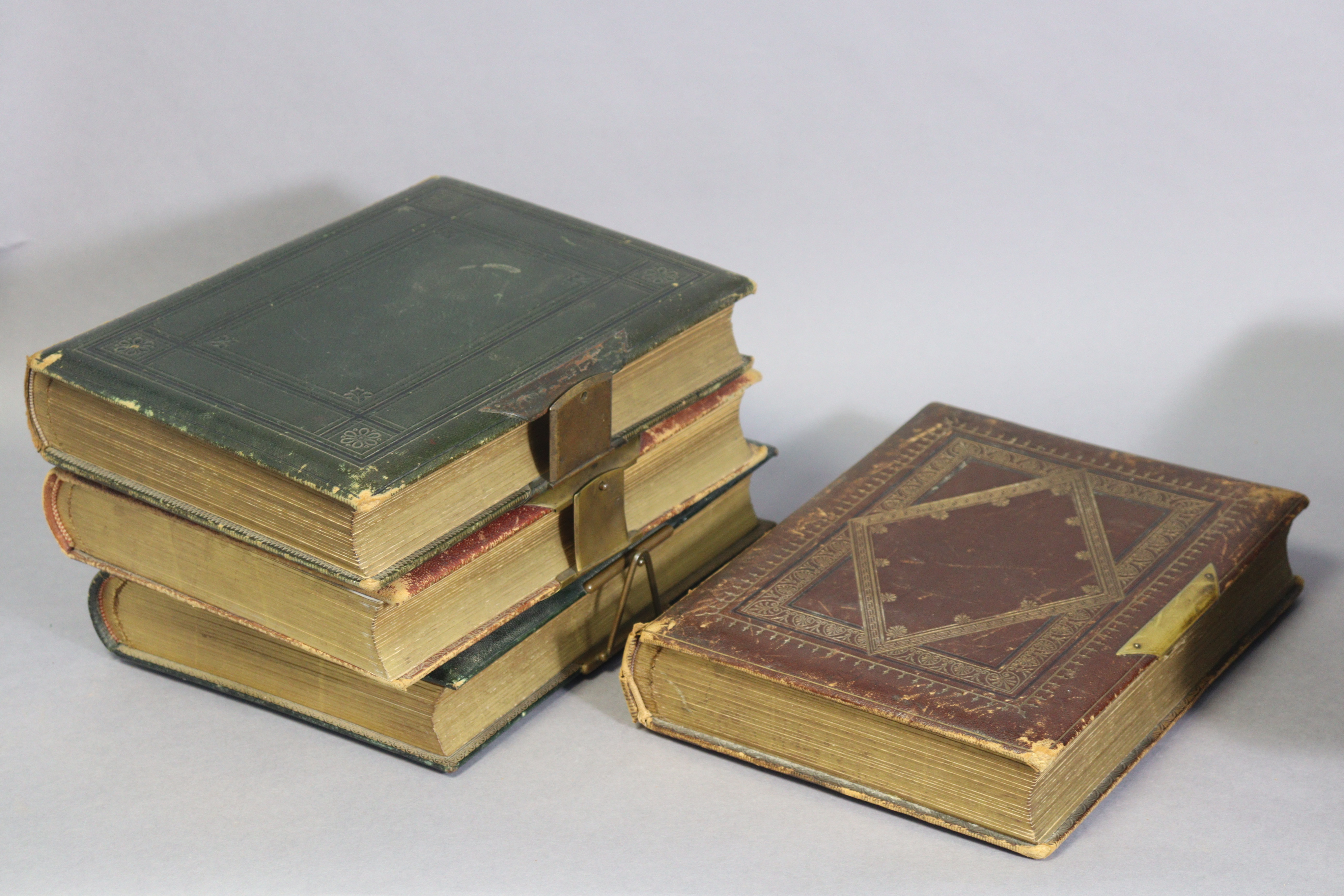 Six Victorian Morocco leather-covered photograph albums. - Image 5 of 5