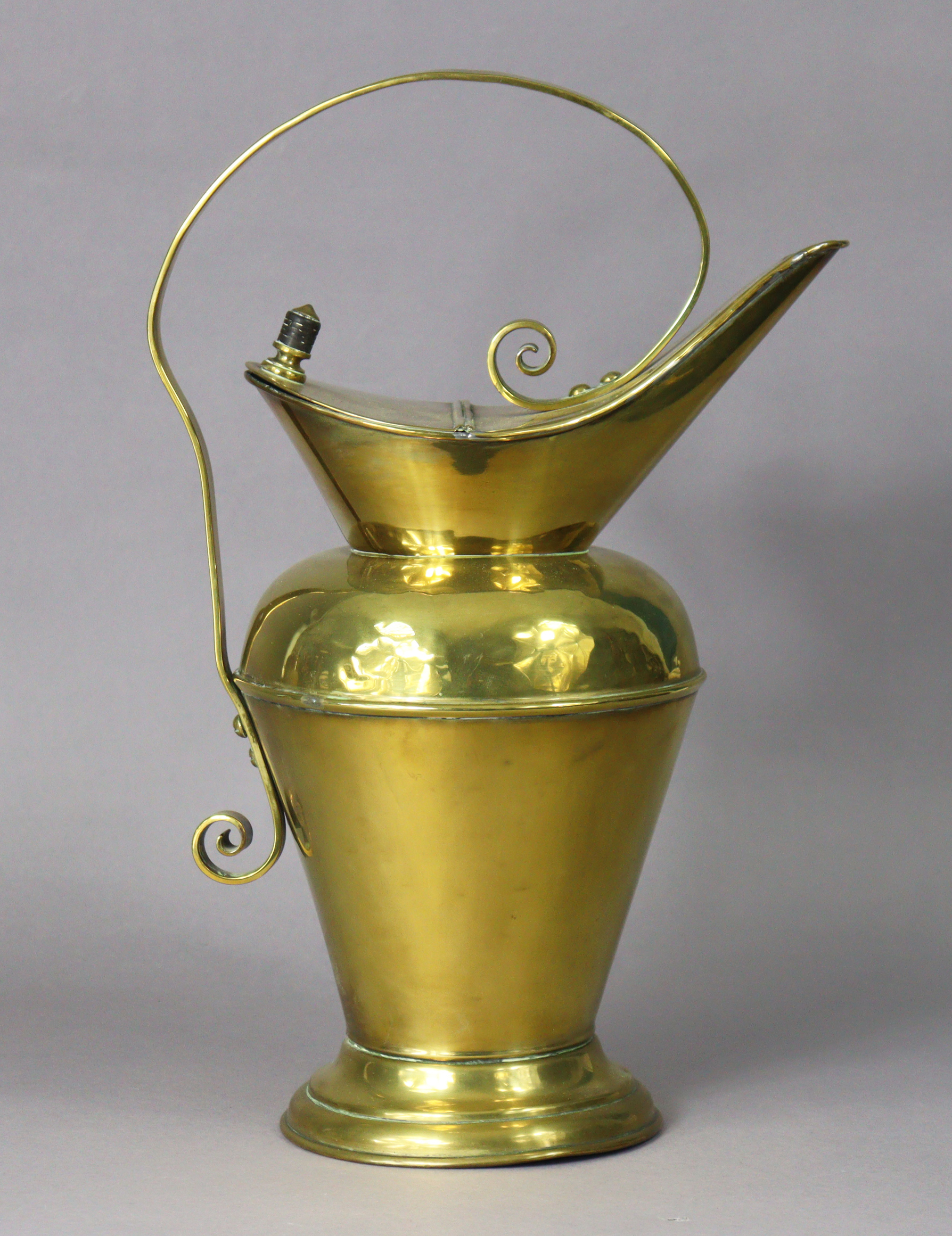 A late 19th century brass water jug designed by Christopher Dresser for Benham & Froud, with - Image 2 of 7