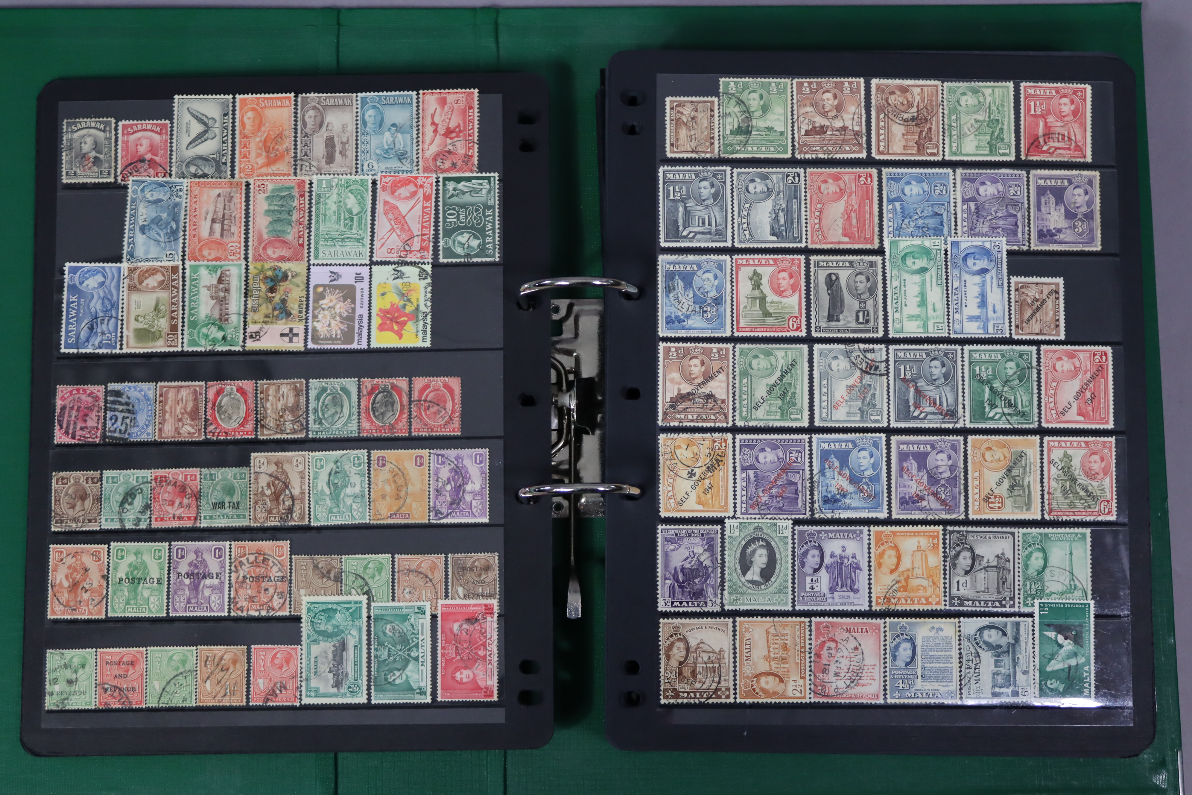 A collection of GB commonwealth & world stamps on stock leaves, in a ring-binder album.