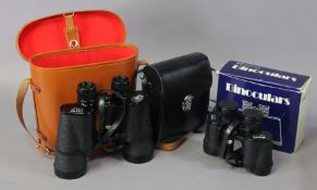 A pair of Atlas 10 x 50mm field glasses, cased; & a pair of Kigyo 8 x 30mm field glasses, cased &