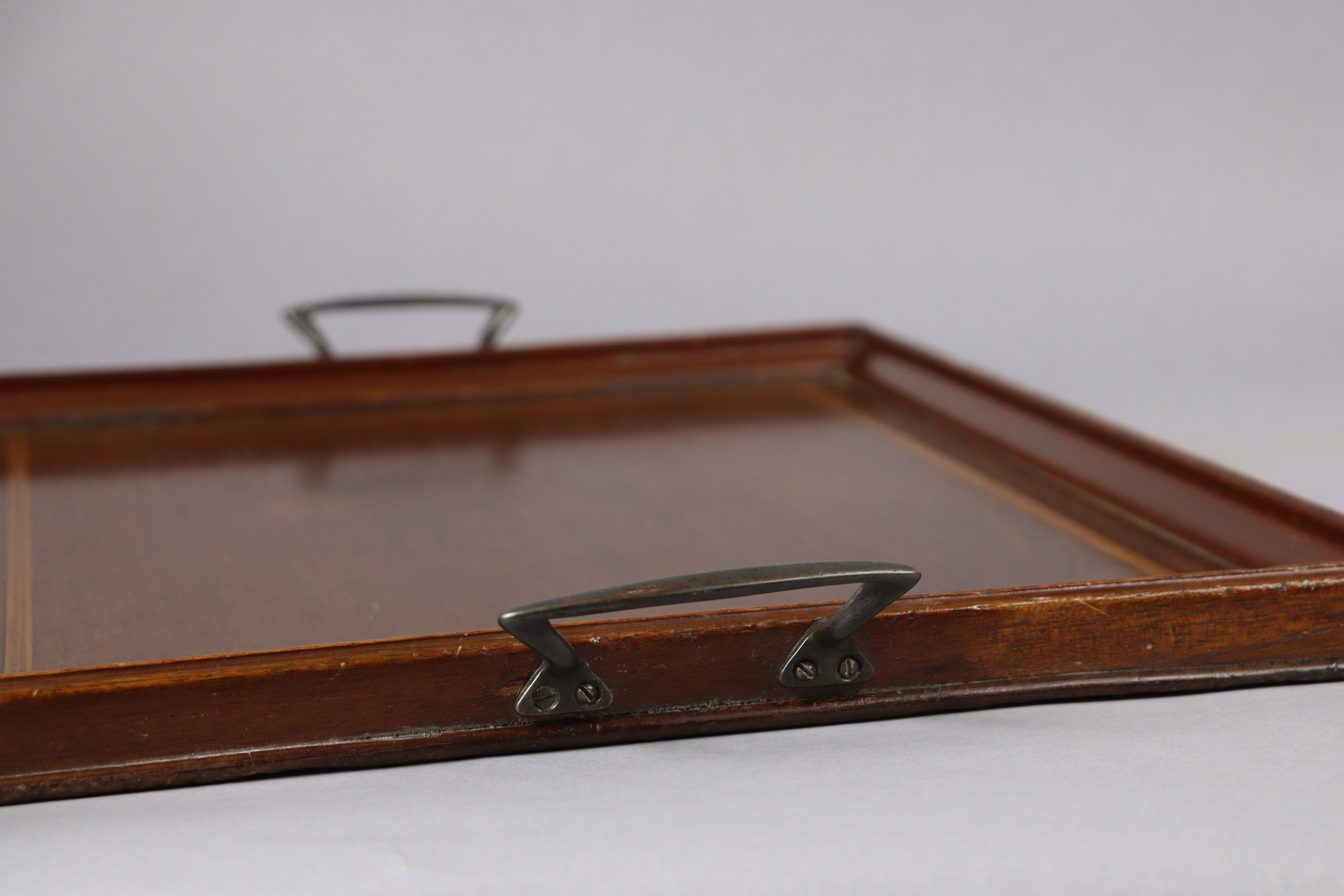 An early 19th century inlaid-mahogany two-division tea caddy, 23cm wide x 12.7cm high x 12.7cm deep; - Image 7 of 7
