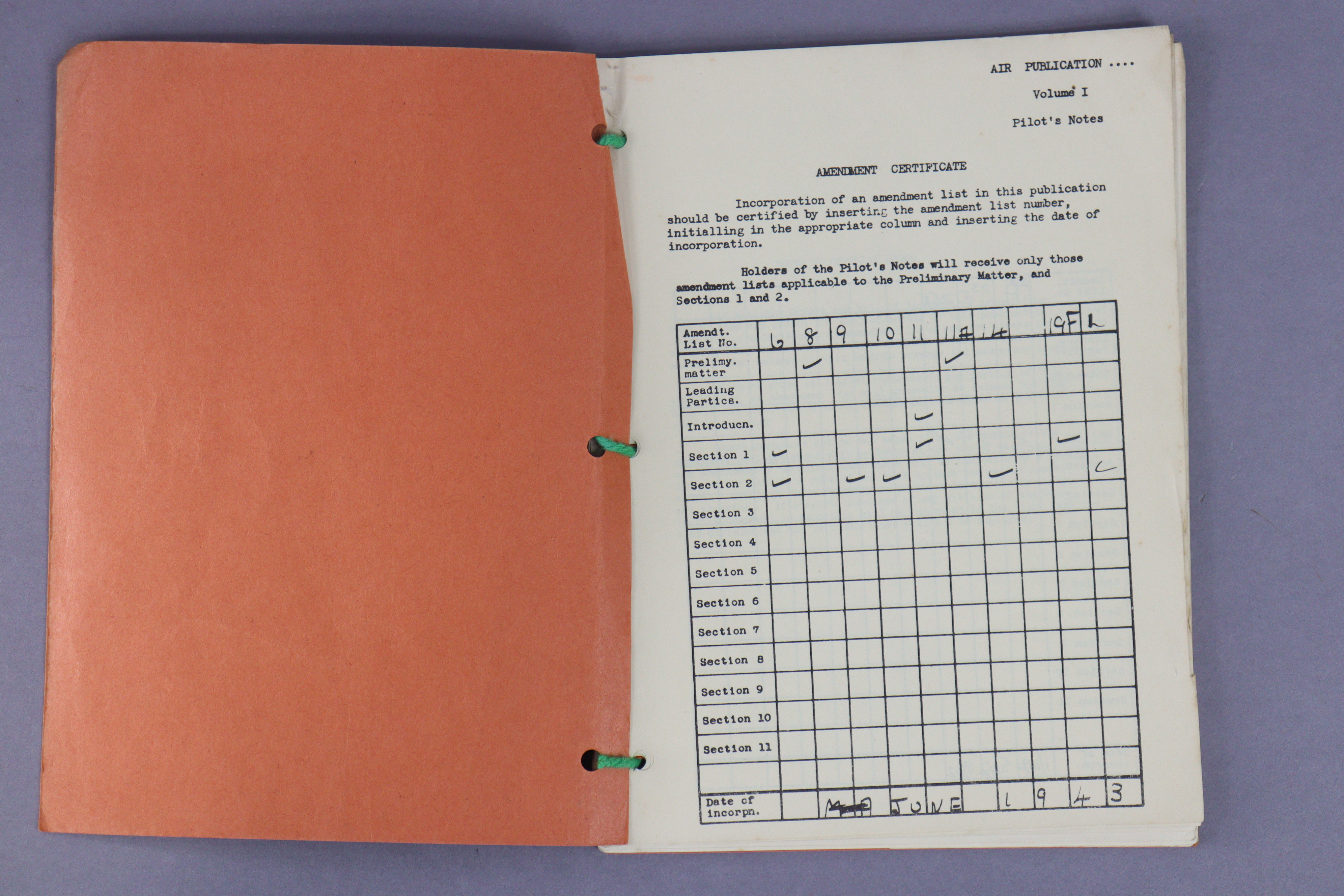 A WWII “Spitfire IIA & IIB Aeroplanes Merlin XII Engine” pilot’s notebook dated 1940. - Image 2 of 5