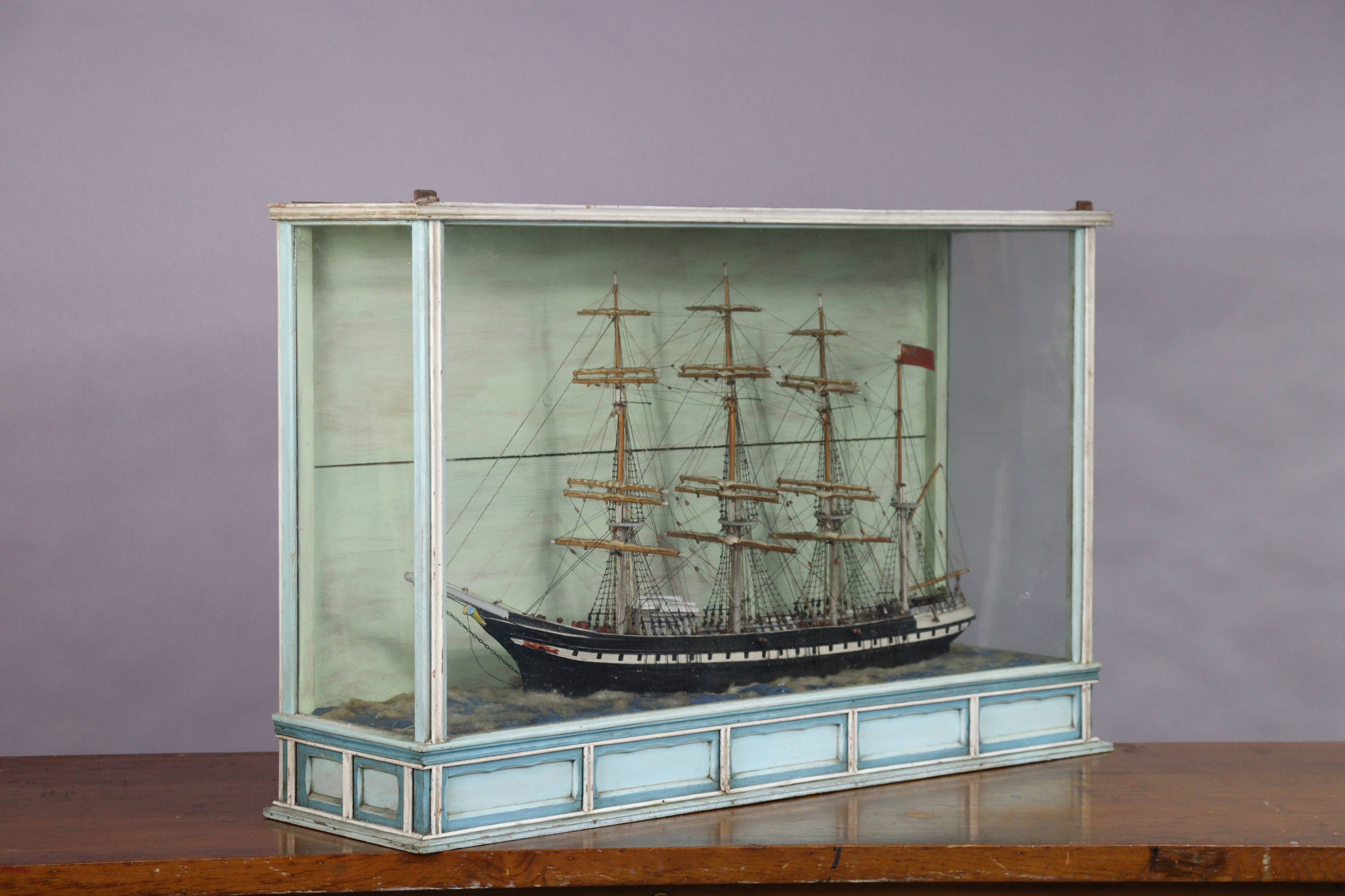 A late 19th/early 20th century DISPLAY OF A PAINTED WOODEN BRITISH SAILING VESSEL BUILT BY JOSEPH - Image 2 of 10
