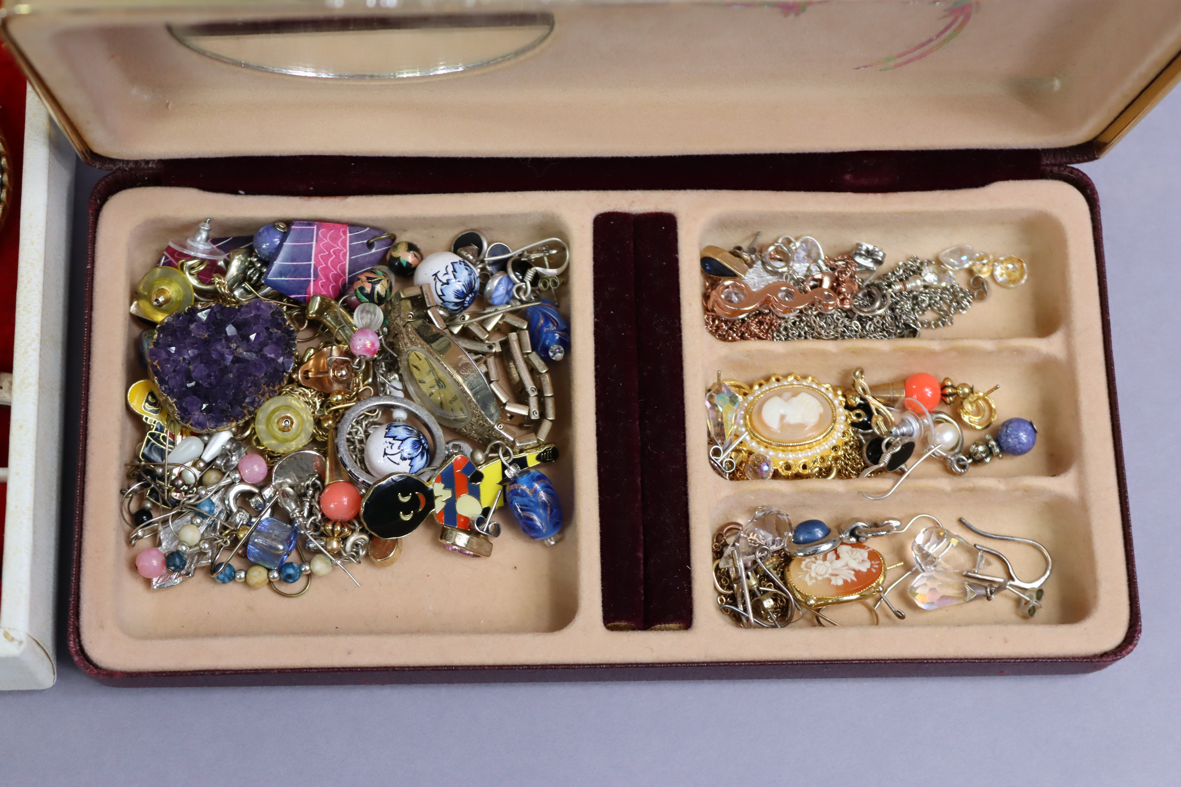 Four silver dress rings; a silver brooch; four ladies’ wristwatches; & various items of costume - Image 4 of 4