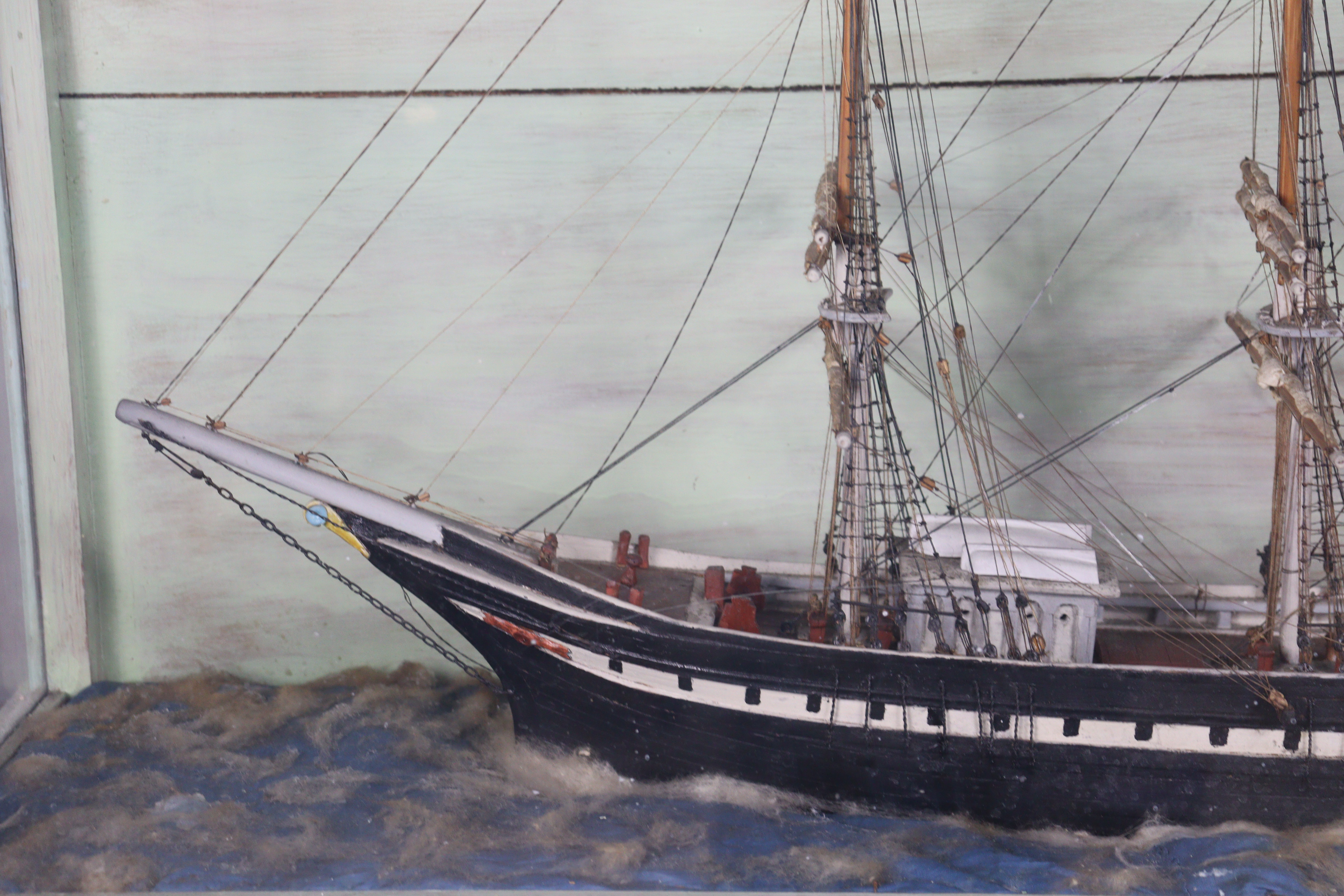 A late 19th/early 20th century DISPLAY OF A PAINTED WOODEN BRITISH SAILING VESSEL BUILT BY JOSEPH - Image 3 of 10