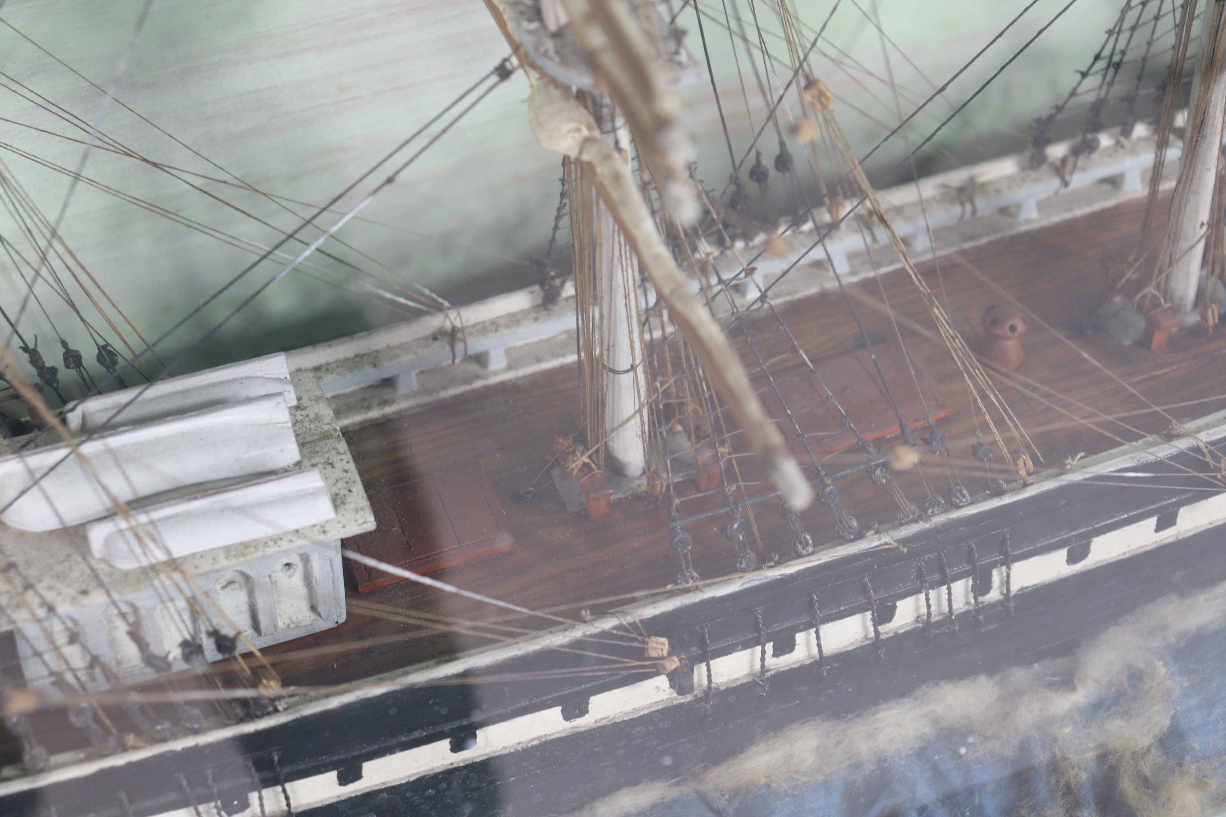 A late 19th/early 20th century DISPLAY OF A PAINTED WOODEN BRITISH SAILING VESSEL BUILT BY JOSEPH - Image 7 of 10