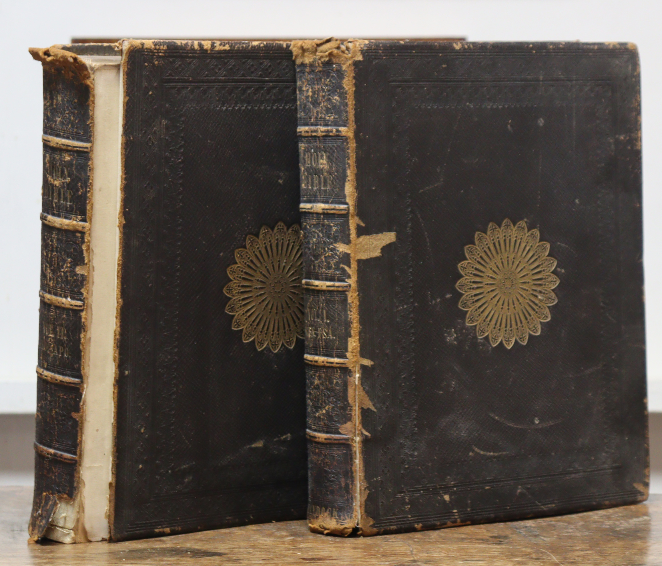 Two mid-19th century volumes “The Holy Bible, translated from the Latin...