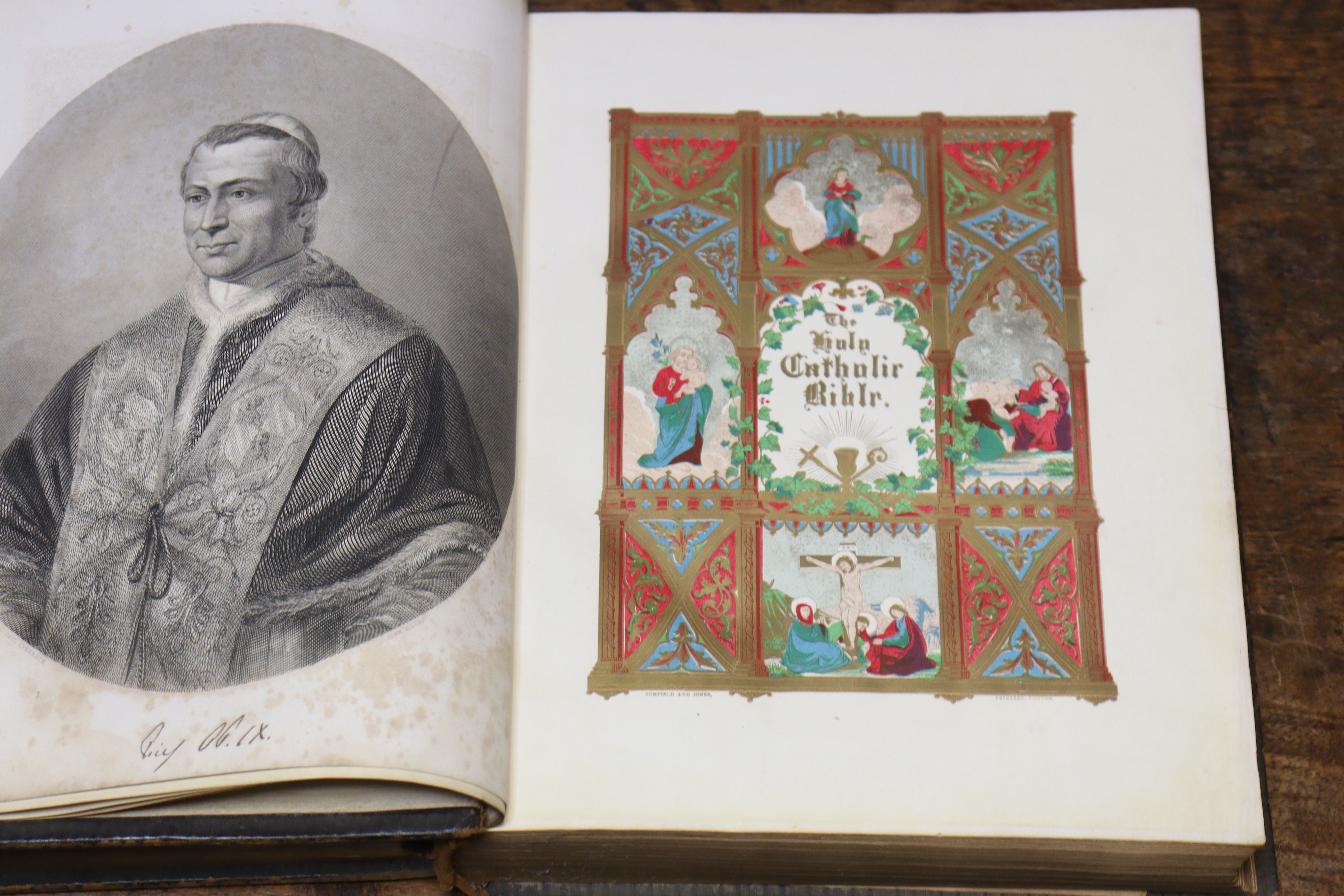 Two mid-19th century volumes “The Holy Bible, translated from the Latin Dulgate” by the late Rev - Image 2 of 8