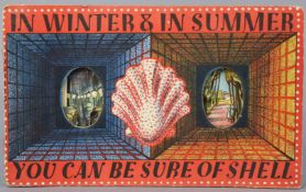 A 1930’s SHELL ADVERTISING PEEP-SHOW, with coloured lithograph decoration “In Winter & In Summer,
