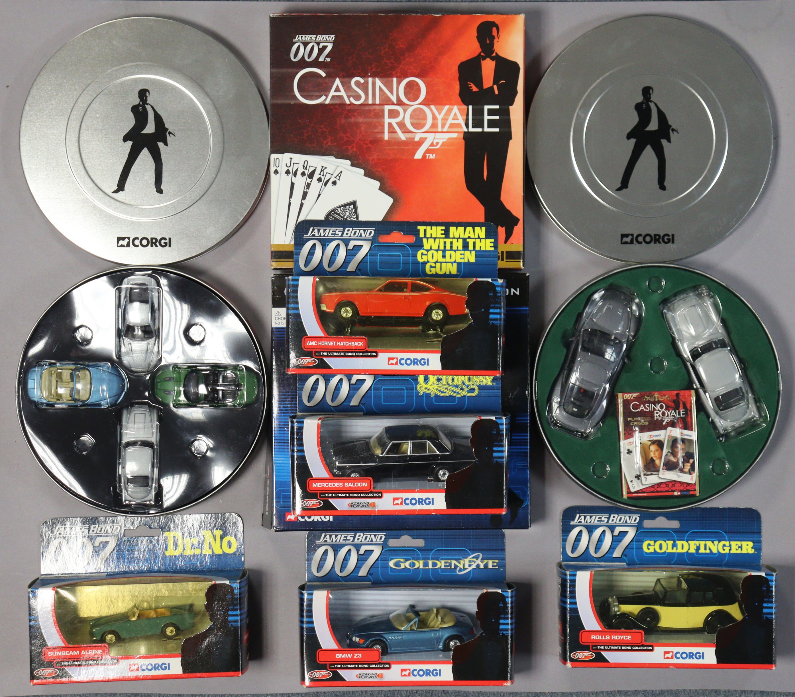 Two Corgi “James Bond” collection gift sets (TY95903, & CC99193); & five Corgi die-cast scale models