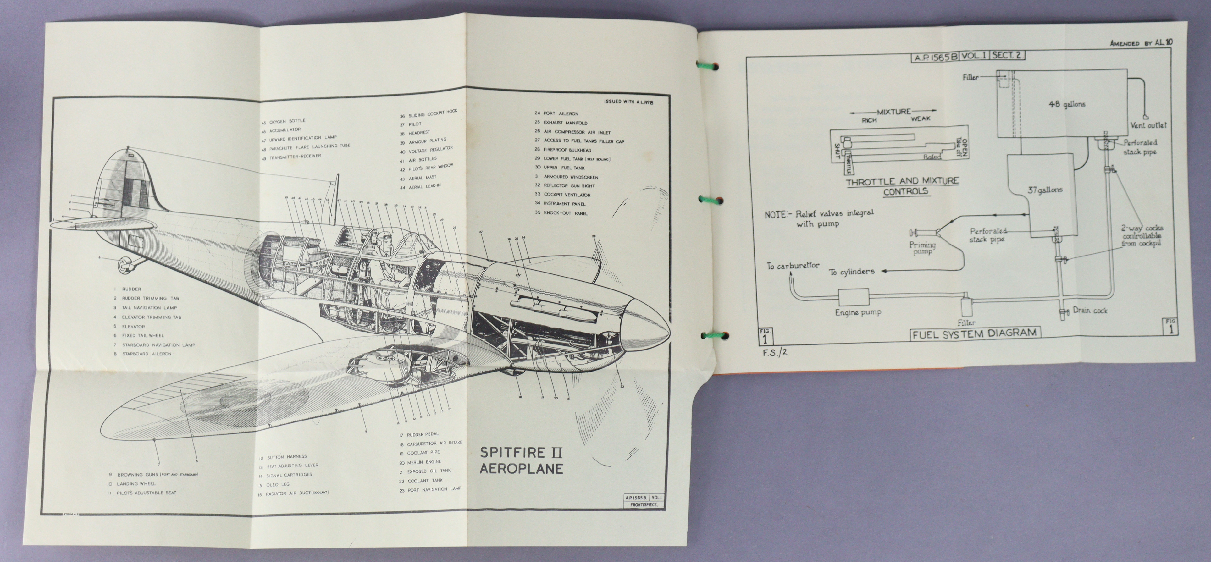 A WWII “Spitfire IIA & IIB Aeroplanes Merlin XII Engine” pilot’s notebook dated 1940. - Image 5 of 5