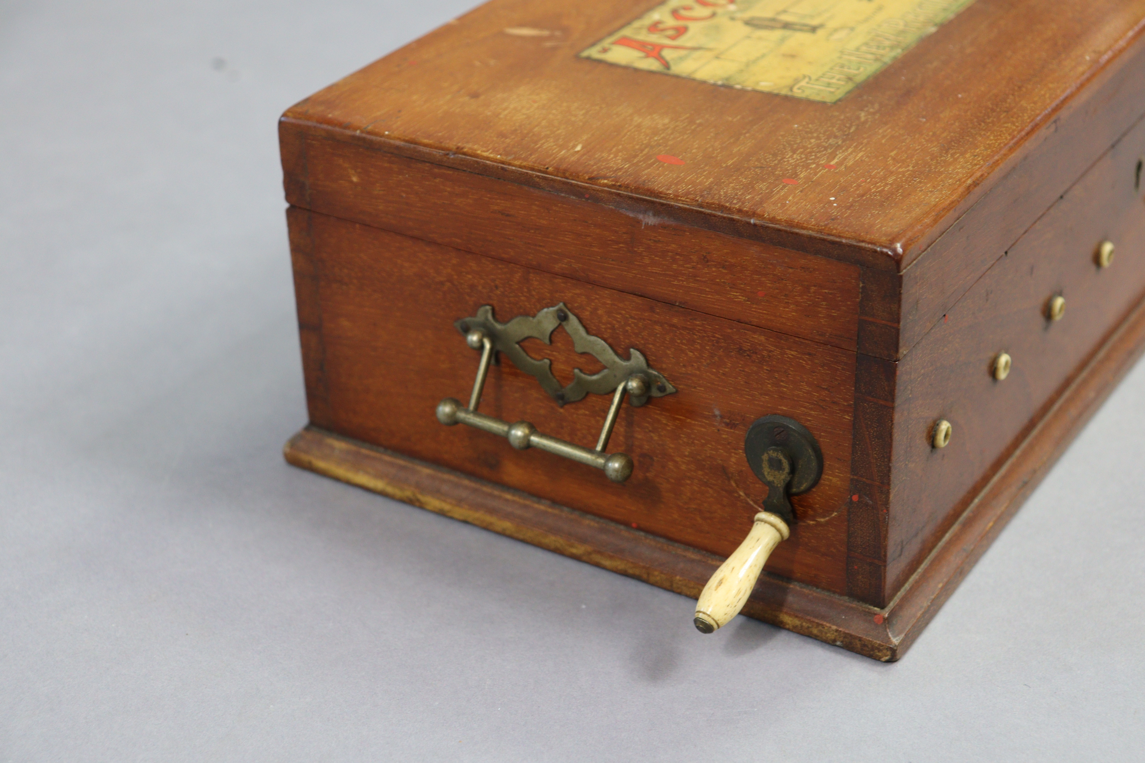 An antique “Ascot” The New Racing Game by Jaques & Son of London, in a fitted mahogany case, 34cm - Image 6 of 7