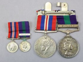A pair of service medals awarded to Flt Lt. T.J. Bradbury RAF; 1939-45 Ward Medal, & General Service