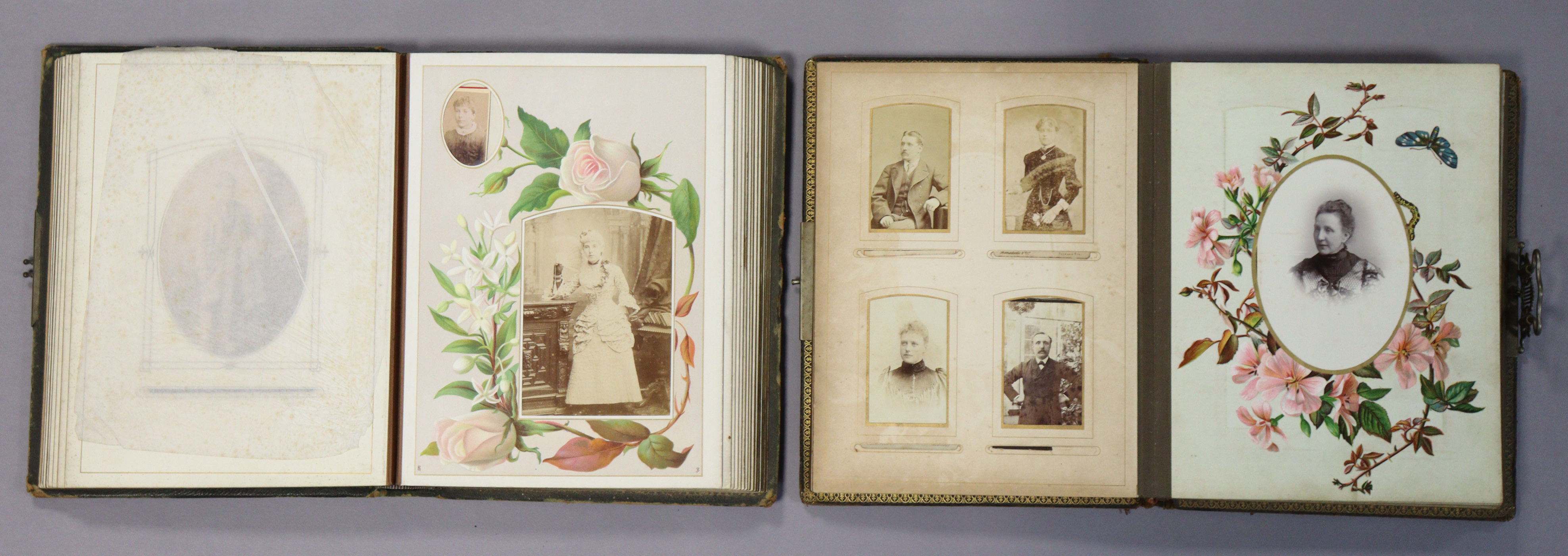 Two late 19th/early 20th century leather-bound family photograph albums containing a total of one - Image 3 of 6