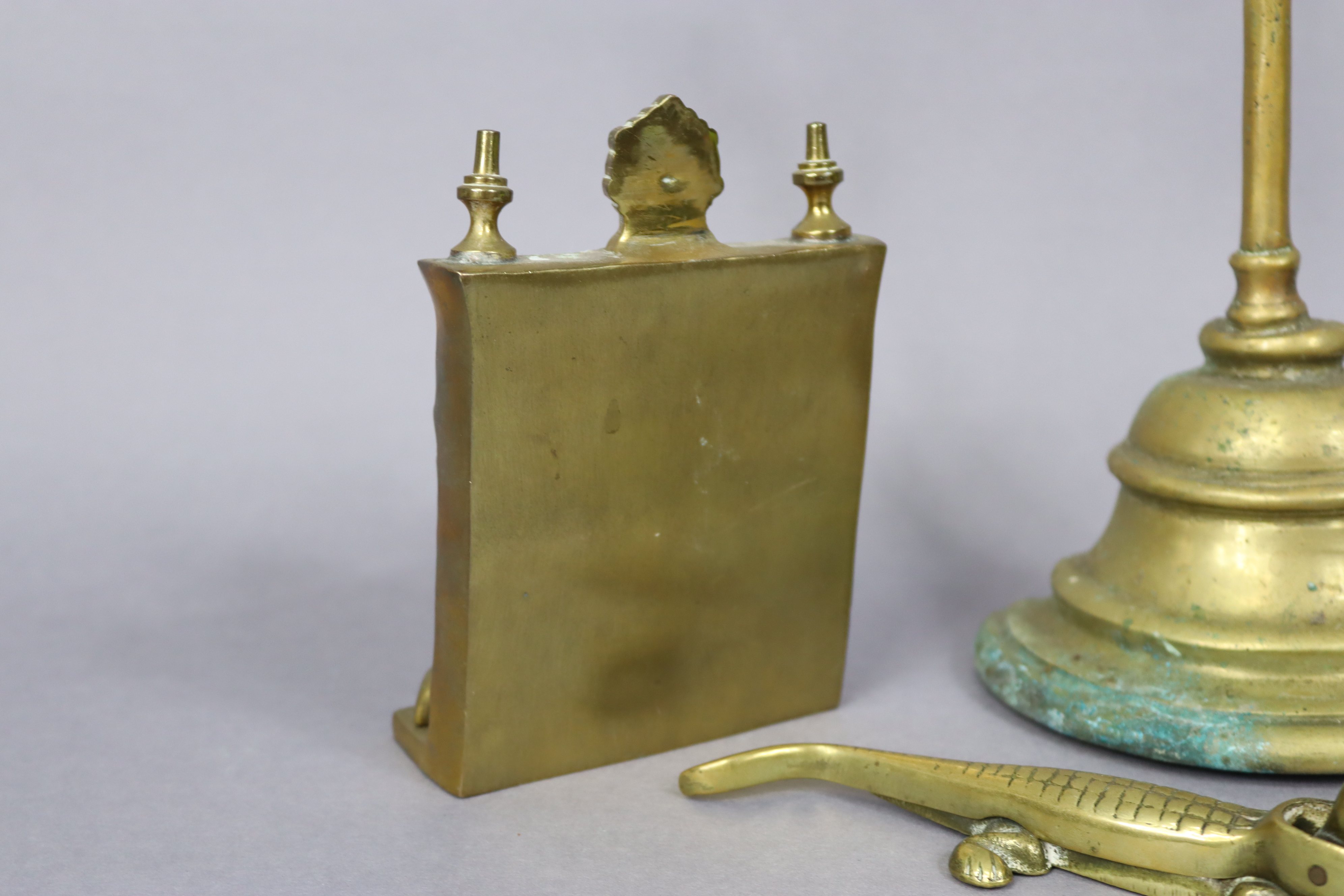A Chinese bronze incense burner of squat round form, having foo-dog finial to the lid, & on three - Image 6 of 6