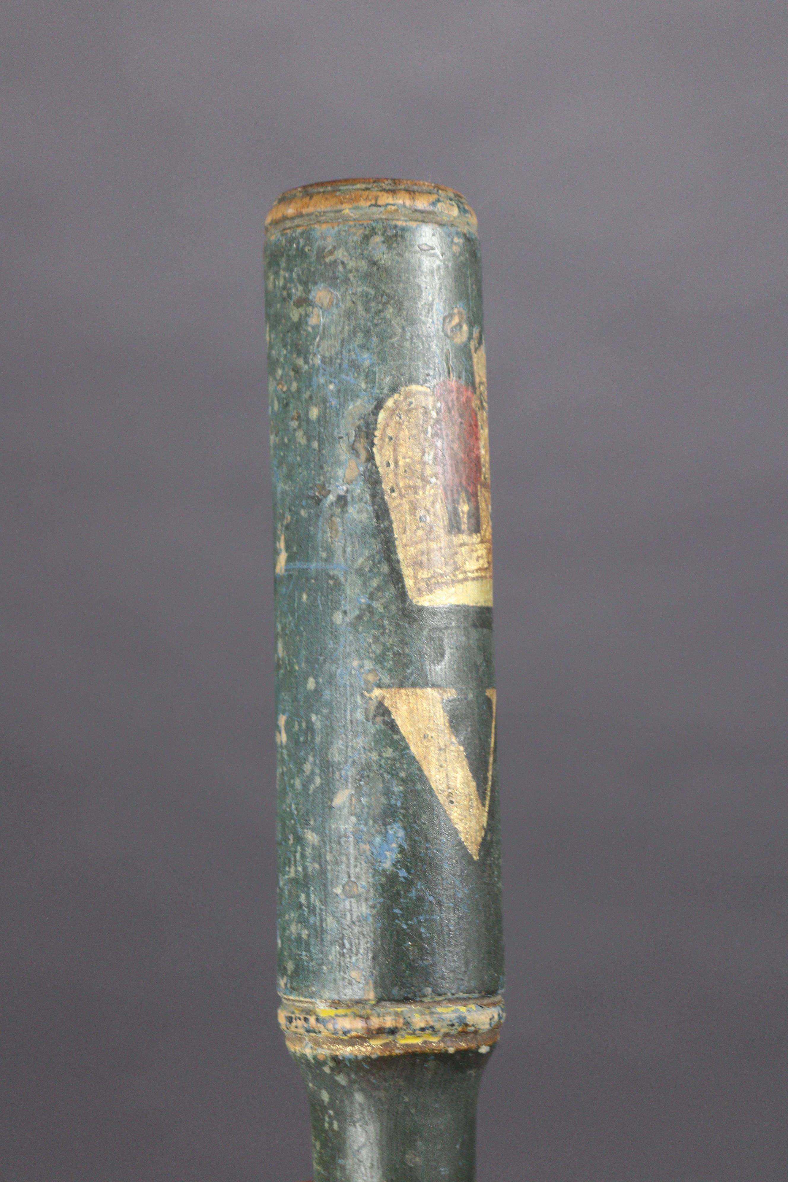 A Victorian turned wooden polychrome painted tipstaff, with “VR” below a coronet, _cm long. - Image 3 of 5