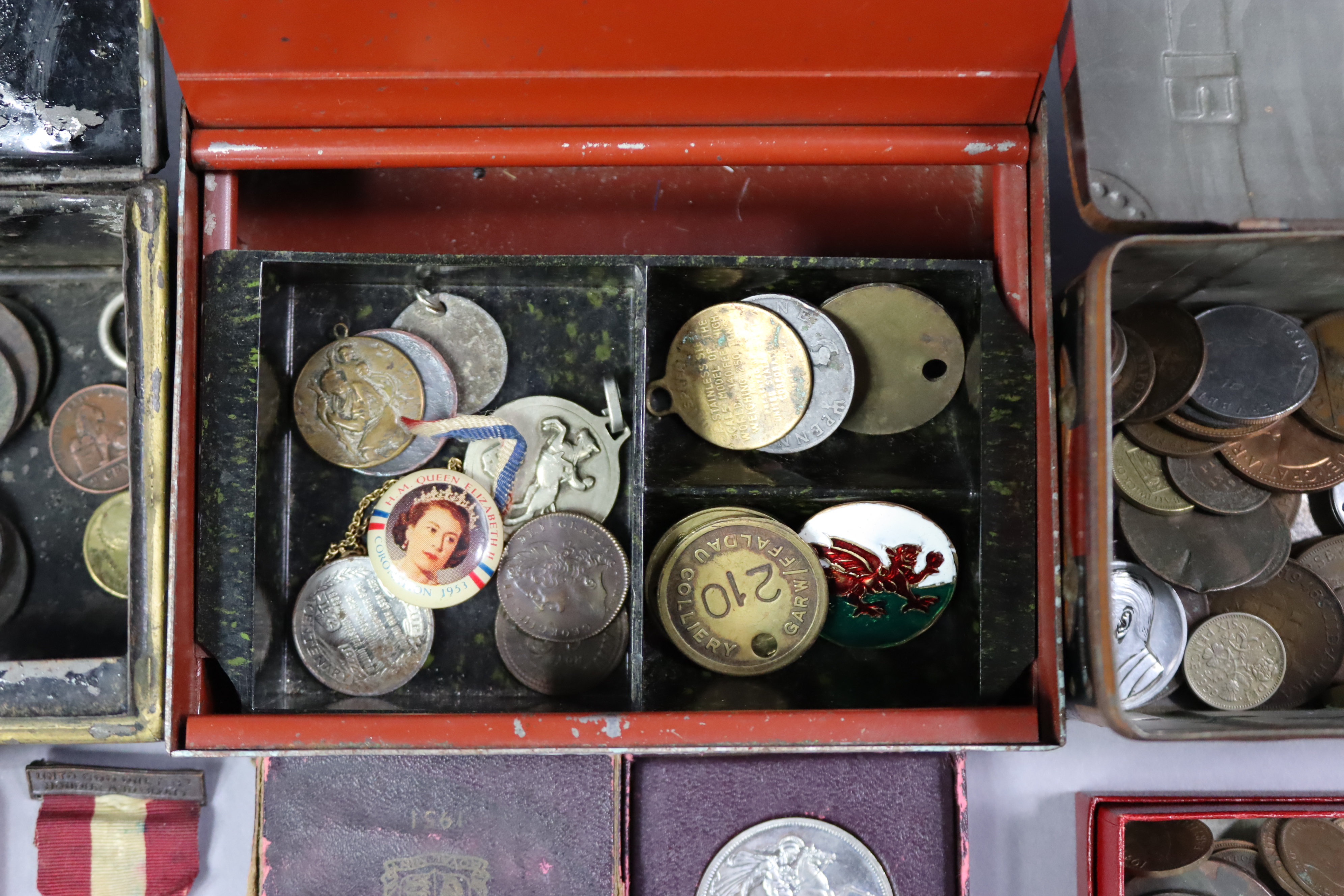 Ten Victorian silver three-pence coins, an Edwardian ditto, thirty-two Geo. V ditto, five Geo. VI - Image 3 of 7