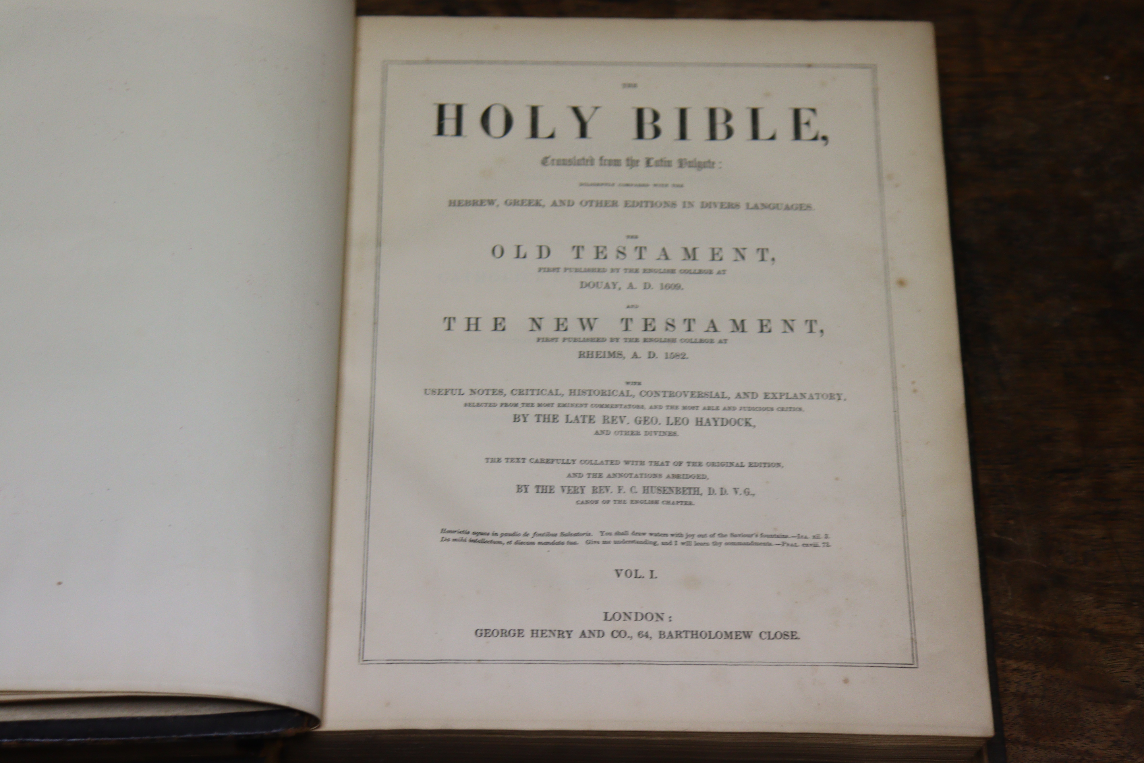 Two mid-19th century volumes “The Holy Bible, translated from the Latin Dulgate” by the late Rev - Image 3 of 8