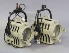 A pair of mid-20th century vintage theatre spotlights by R. R. Beard Limited of London, one with