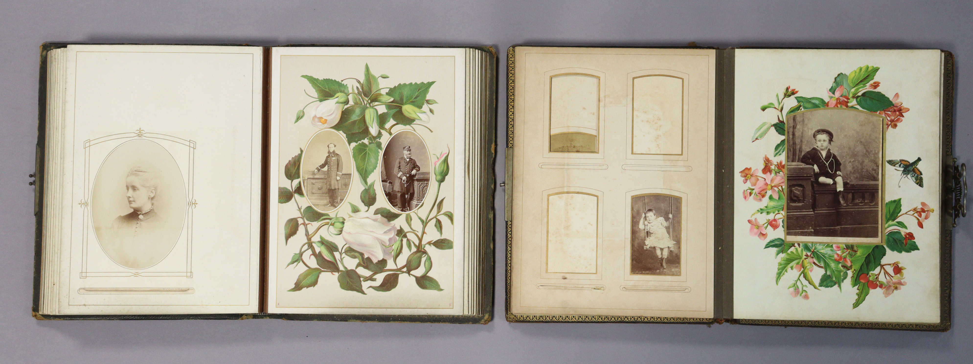 Two late 19th/early 20th century leather-bound family photograph albums containing a total of one - Image 4 of 6