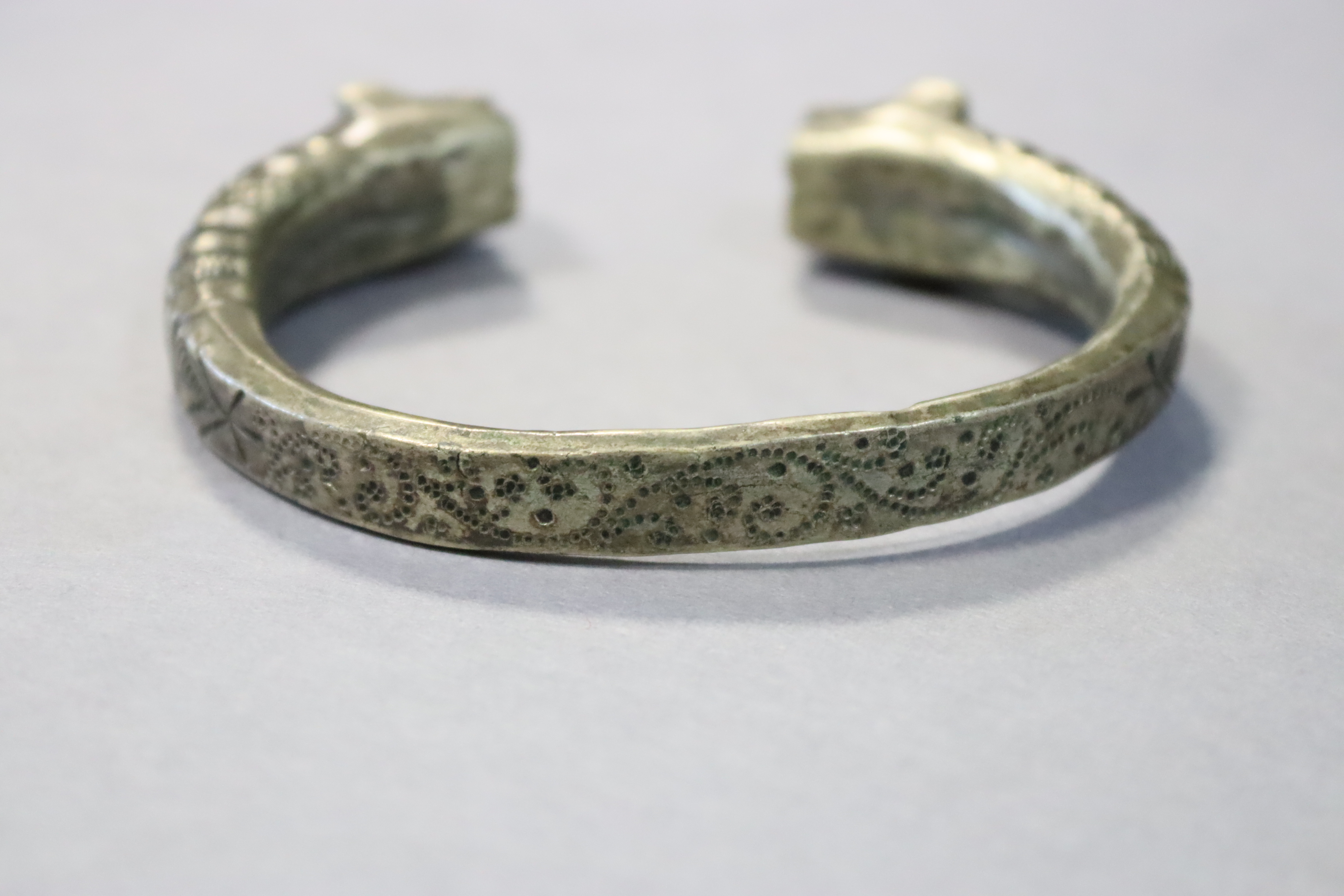 A Masonic regalia pendant; a silvered-metal slave’s bracelet; & an arts & crafts – style copper & - Image 3 of 8