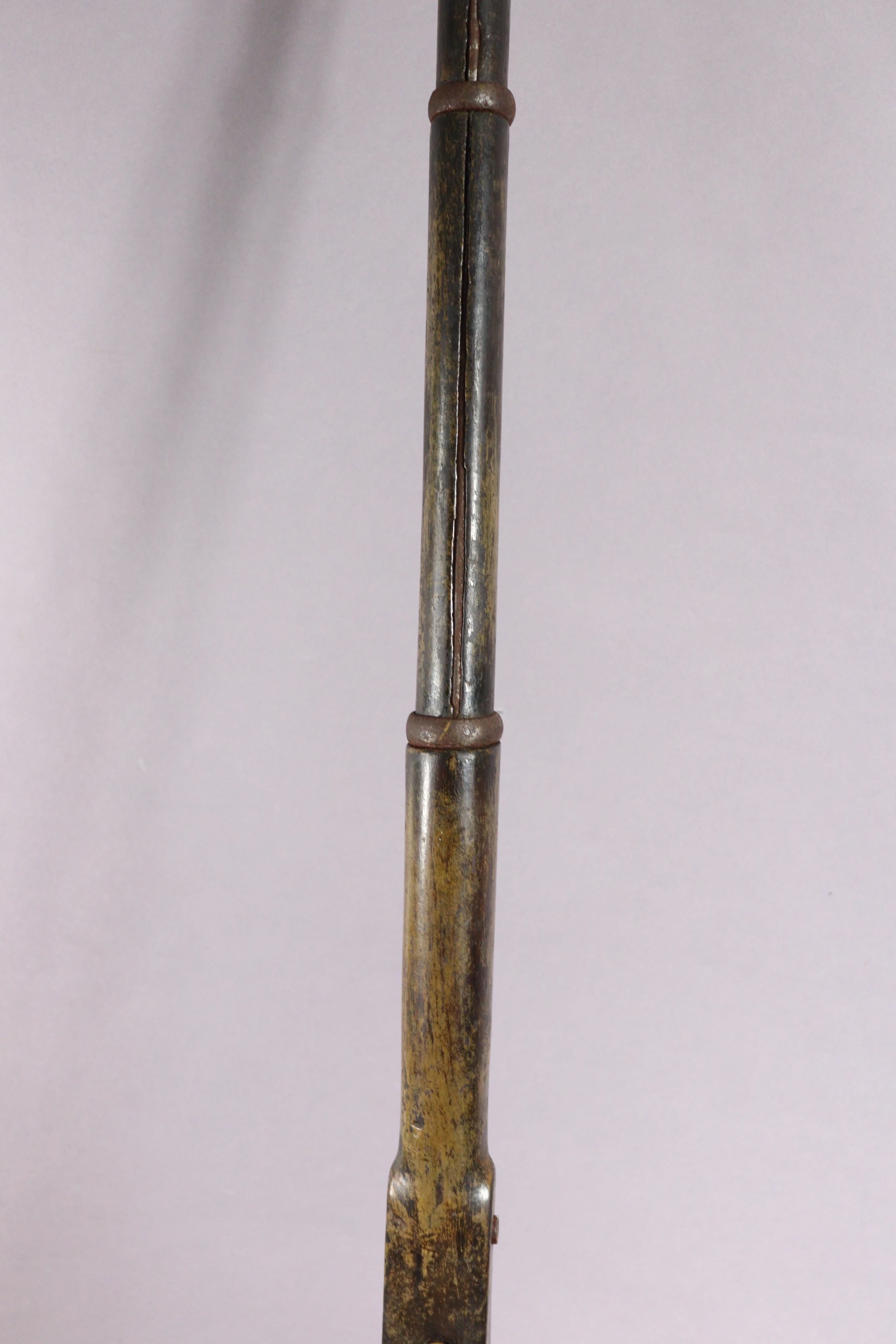 A mid-19th century three-band Indian Enfield musket, the 88cm plain steel barrel inscribed “V.R.T.G” - Image 7 of 9