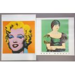 Two large, coloured prints after Andy Warhol titled “Orange Marilyn” 80cm x 60cm; & “Princess Diana”
