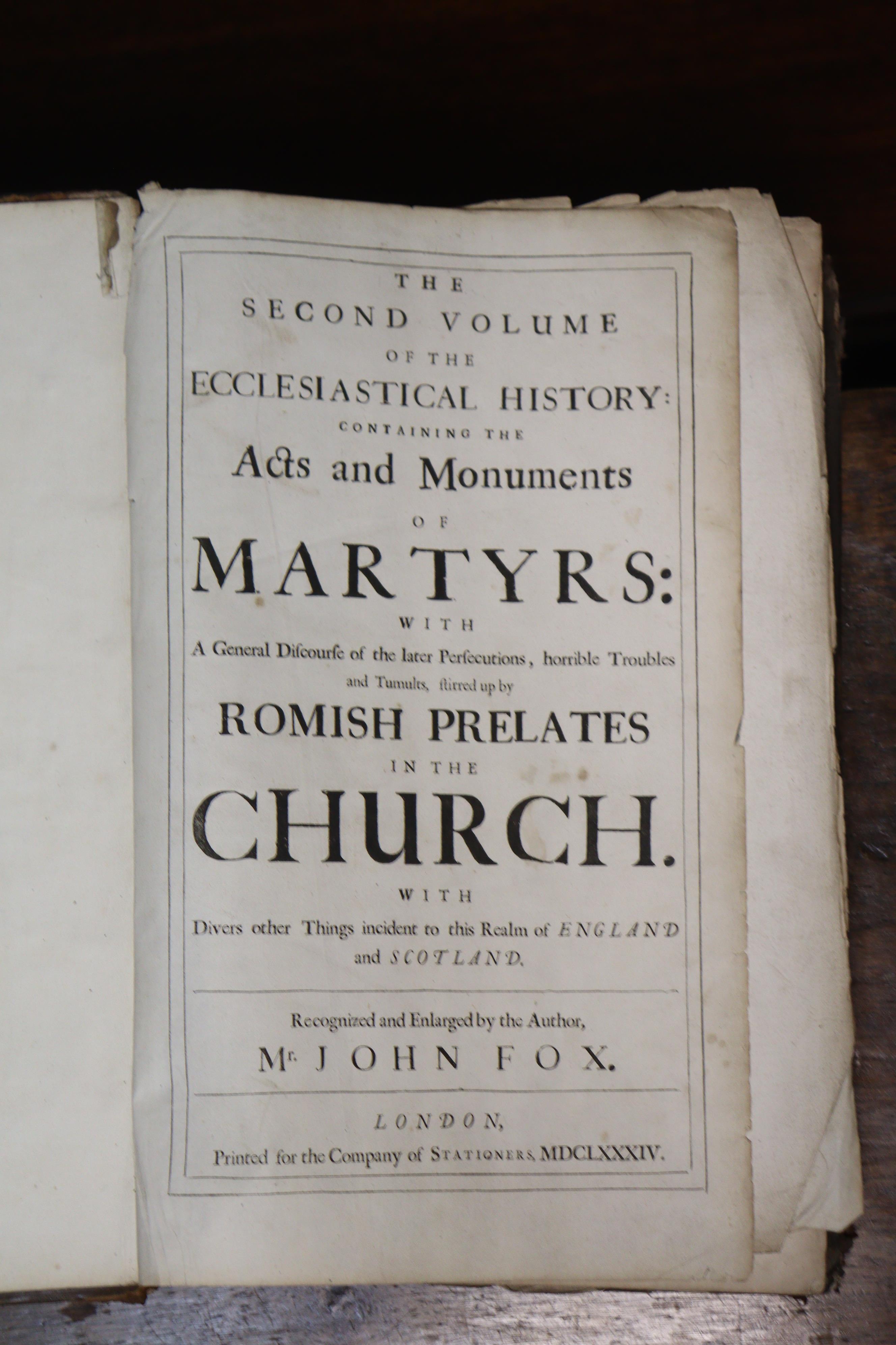 FOXE, John. (Book of Martyrs) “Acts and Monuments…”. vols 1 & 2 (of 3), ninth edition, 1684 - Image 7 of 13