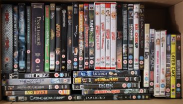 Approximately one hundred various DVDs.