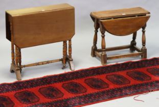 A vintage Persian runner, & two drop-leaf occasional tables.