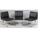 A set of three Merva (Finnish) occasional chairs each with a padded seat & back upholstered black