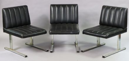 A set of three Merva (Finnish) occasional chairs each with a padded seat & back upholstered black