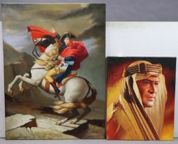 A modern large oil painting on canvas depicting Napoleon crossing the Alps, 123cm x 91cm; &
