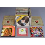 Approximately fifty various LP records – pop, country, etc.; & five Panasonic hi/fi speakers.