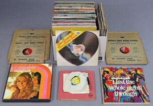 Approximately fifty various LP records – pop, country, etc.; & five Panasonic hi/fi speakers.