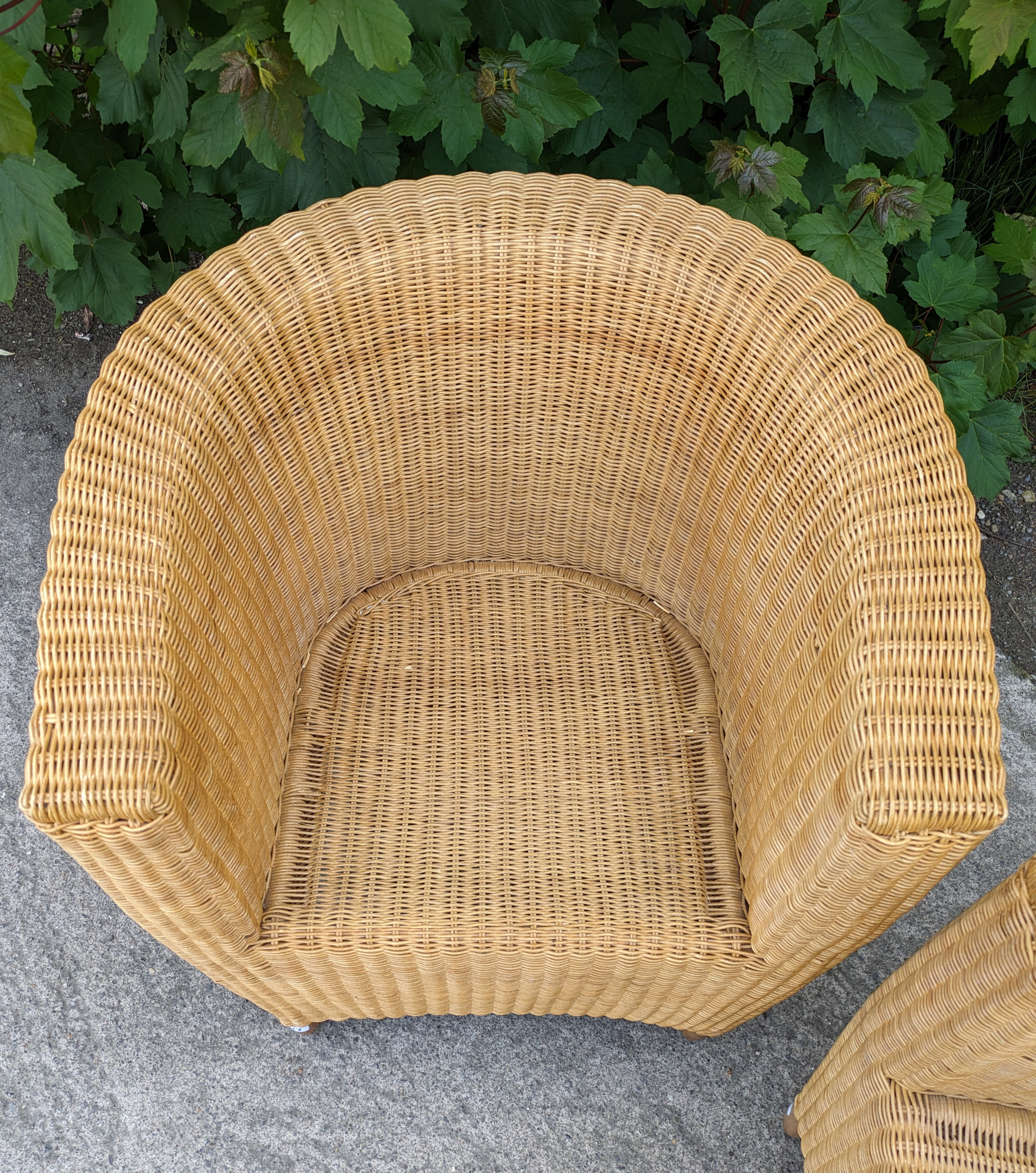A pair of Heal’s tub-shaped wicker conservatory chairs. - Image 4 of 14