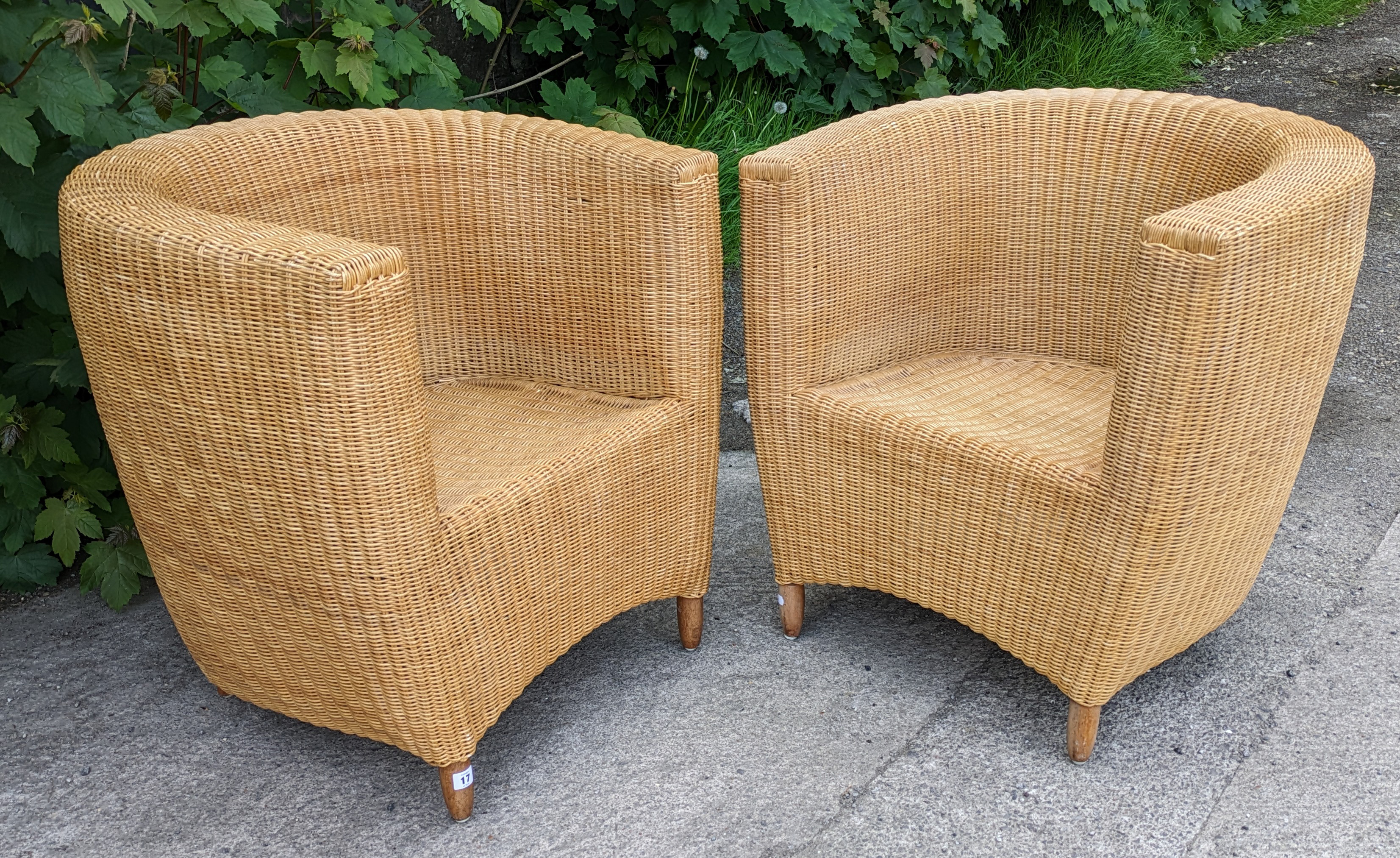 A pair of Heal’s tub-shaped wicker conservatory chairs. - Image 3 of 14